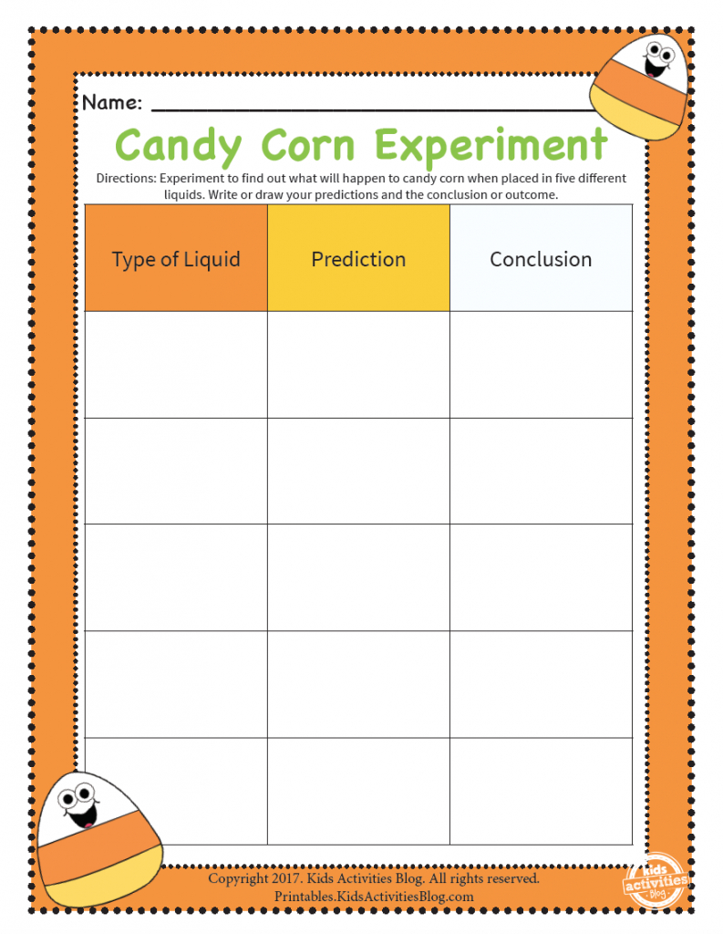 Candy Corn Science Experiment Worksheet Or Science Project Worksheet