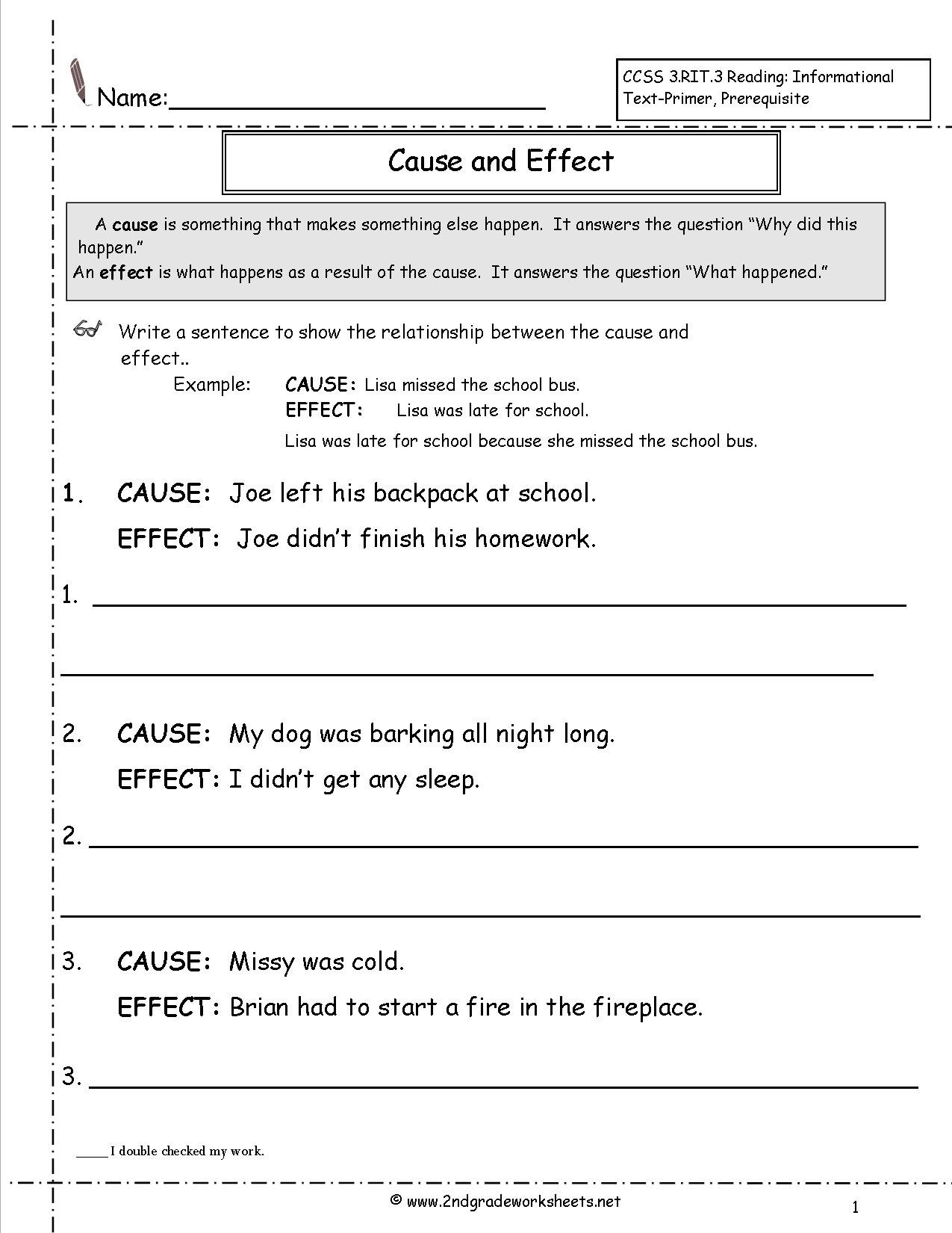Cause And Effect Worksheets And Cause And Effect Worksheets 2Nd Grade