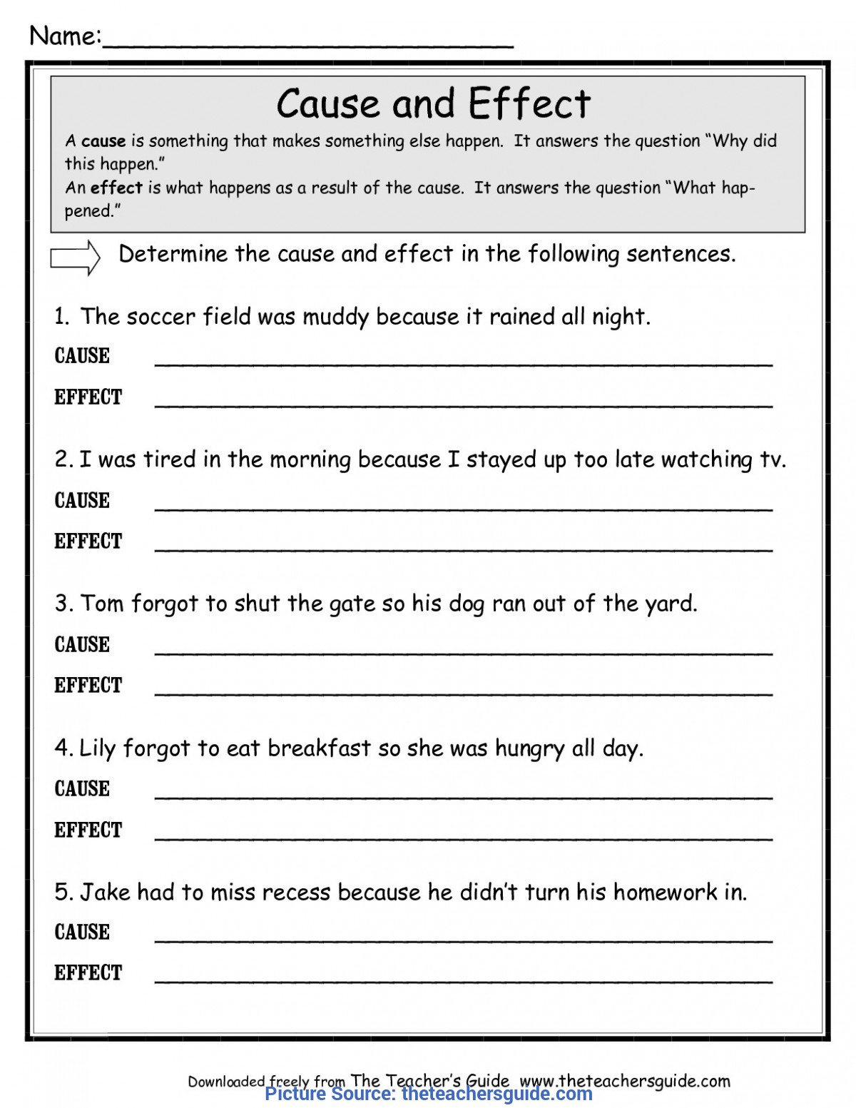 Cause And Effect Worksheets From The Teacher  Ota Tech Together With Cause And Effect Worksheets 3Rd Grade