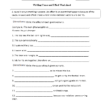Cause And Effect Worksheets  Writing The Cause And Effect Worksheet Inside Cause And Effect Worksheets 3Rd Grade