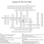 Causes Of The Civil War Crossword  Wordmint As Well As Causes Of The Civil War Worksheet
