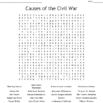 Causes Of The Civil War Word Search  Wordmint Within Civil War Causes Worksheet Answer Key