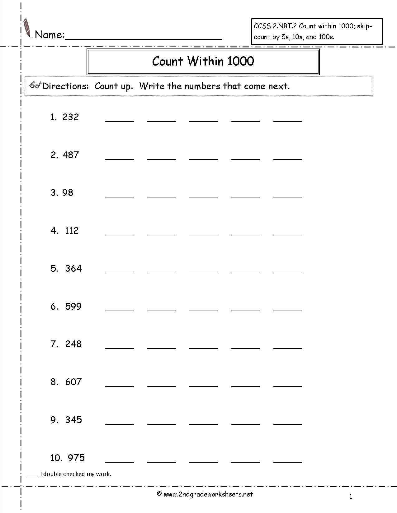 Ccss 2Nbt2 Worksheets Also Number And Operations In Base Ten Grade 4 Worksheets