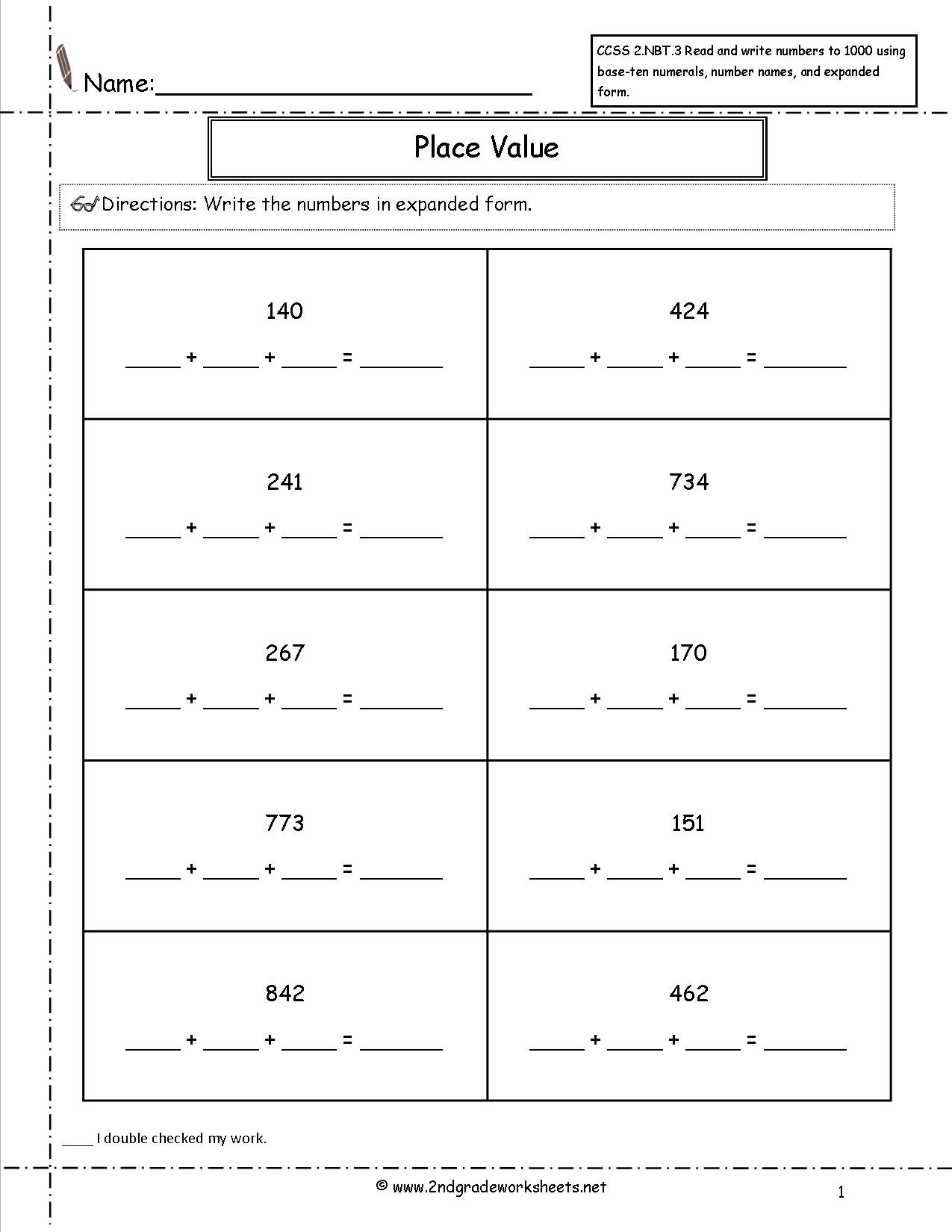 Ccss 2Nbt3 Worksheets Place Value Worksheetsread And Write Numbers With Standard Notation Worksheet