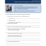 Cells Of The Immune System—Student Worksheet Pertaining To Cells Of The Immune System Student Worksheet Answers