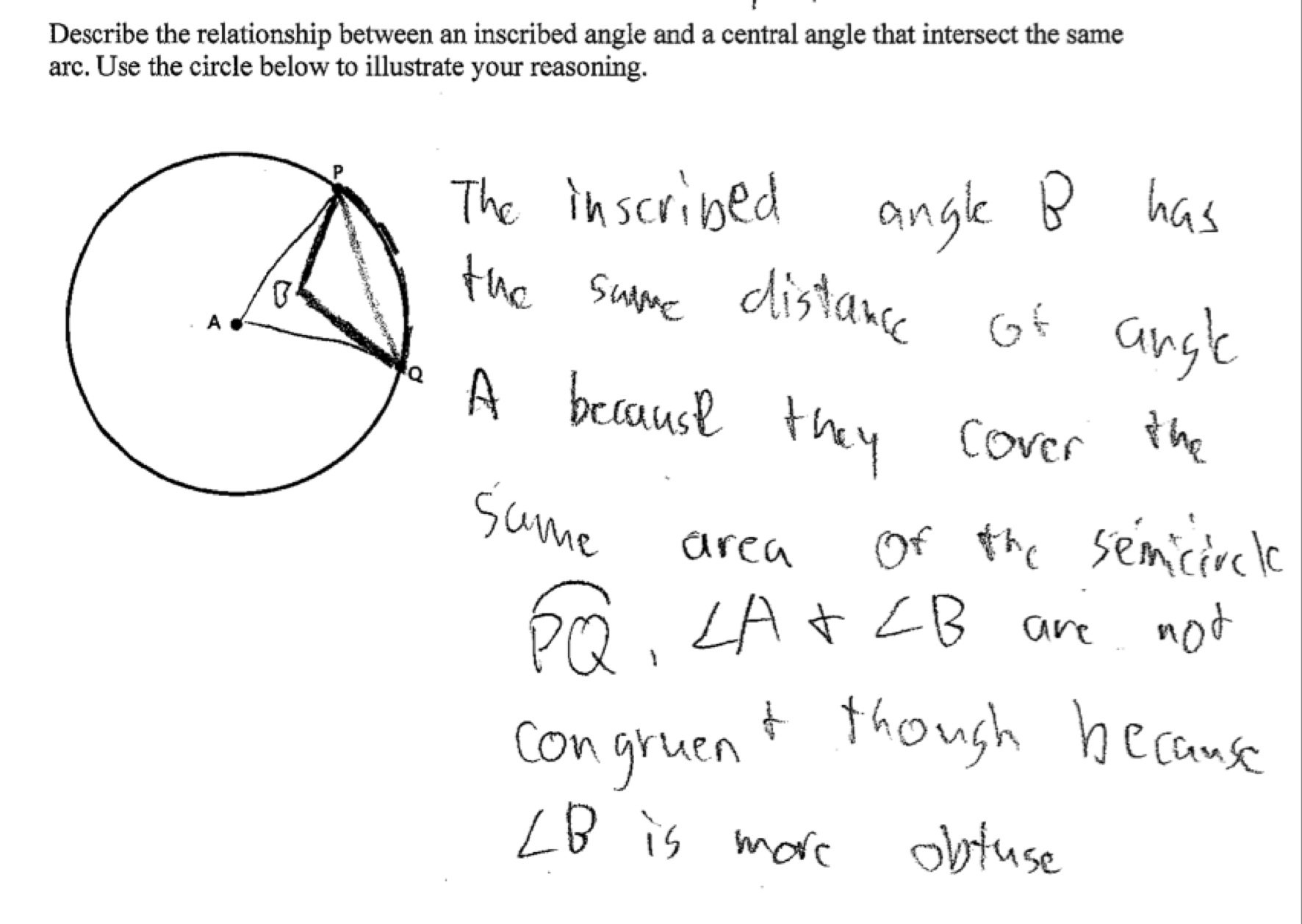 Central And Inscribed Angles Students Are Asked To Describe The As Well As Inscribed Angles Worksheet
