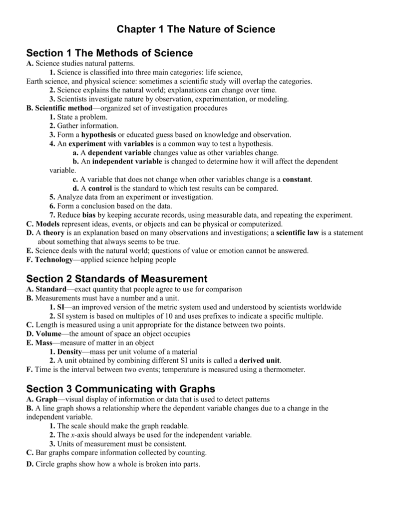 Ch 1 Nature Of Science Throughout Chapter 1 Section 2 The Nature Of Science Worksheet Answers
