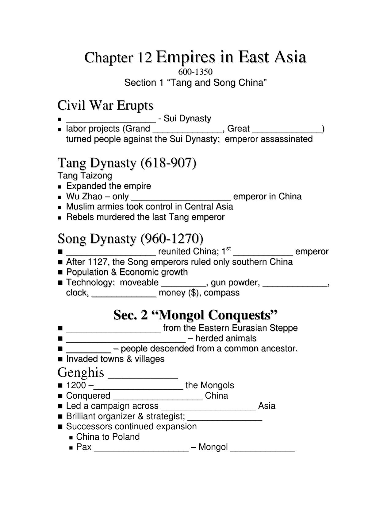 Ch 12 Empires Of East Asia Within Chapter 12 Empires In East Asia Worksheet Answers