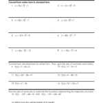 Changing Forms Of A Quadratic Hwk Within Converting Quadratic Equations Worksheet Standard To Vertex