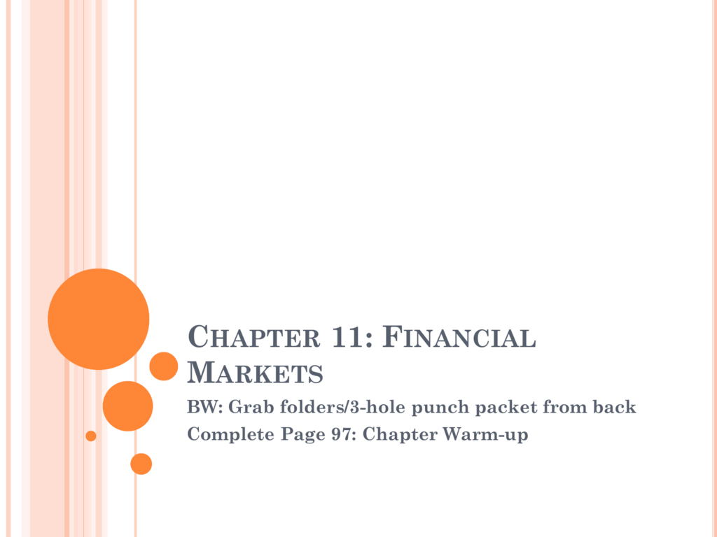 Chapter 11 Financial Markets Along With Chapter 11 Financial Markets Worksheet Answers
