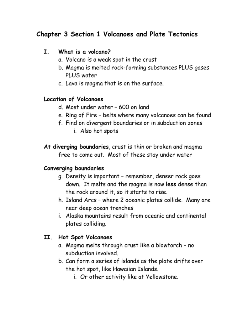 Chapter 3 Section 1 Volcanoes And Plate Tectonics Or Volcanoes And Plate Tectonics Worksheet Answers