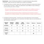 Chapter 4 Test  Atomic Structure Key Or Isotopes Or Different Elements Chapter 4 Worksheet Answers
