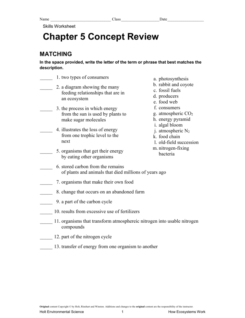 Chapter 5 Concept Review Along With Skills Worksheet Concept Review Answers