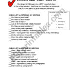 Check Your Work Self Revision And Editing Checklist  Esl Worksheet For Revising And Editing Worksheets