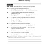 Chemical Bonding Regarding Chemical Bonding Review Worksheet Answer Key