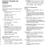 Chemical Reactions Section 91 Reactions And Equations Pages And Describing Chemical Reactions Worksheet Answers