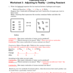 Chemistry Unit 8 Worksheet 3 Adjusting To Reality  Limiting Reactant For Limiting And Excess Reactants Worksheet