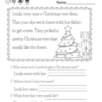 Christmas Reading Worksheet  Free Kindergarten Holiday Worksheet Together With Kindergarten Comprehension Worksheets