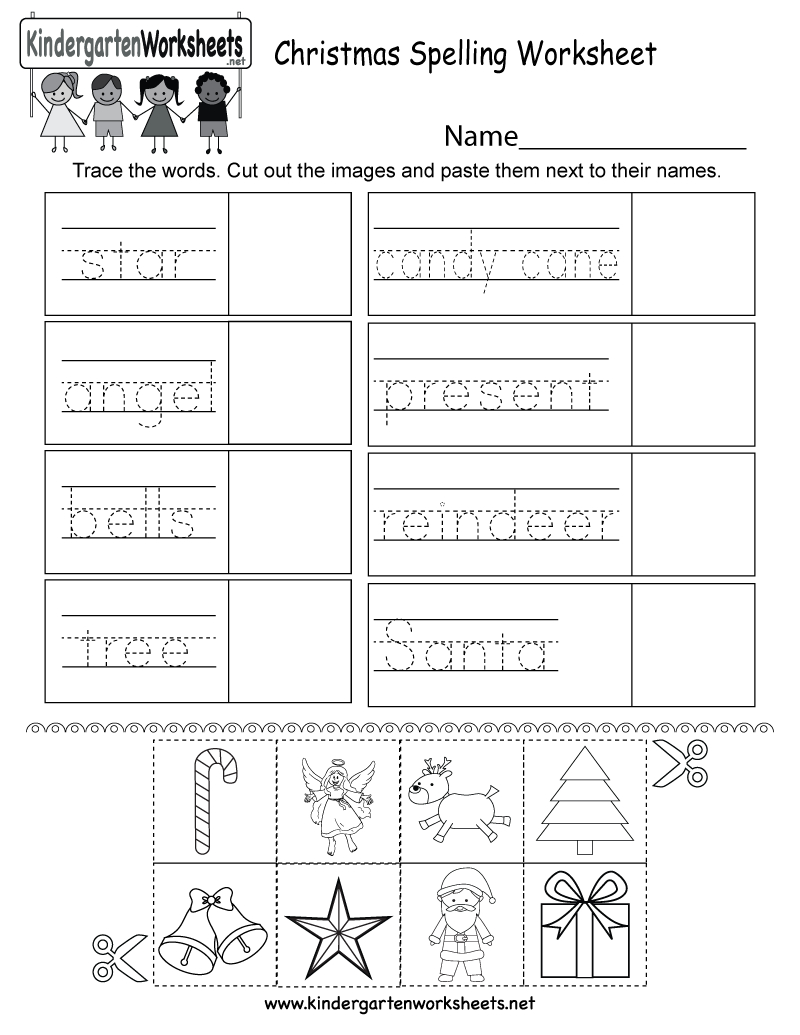 Christmas Spelling Worksheet  Free Kindergarten Holiday Worksheet In Spelling Worksheets For Kids