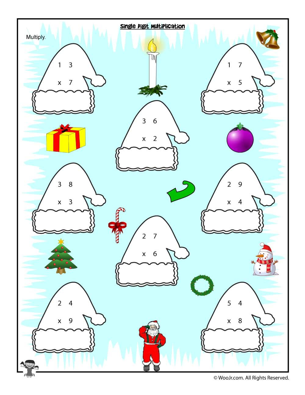 Christmas  Winter Math Worksheets For 2Nd 3Rd And 4Th Graders For Winter Math Worksheets