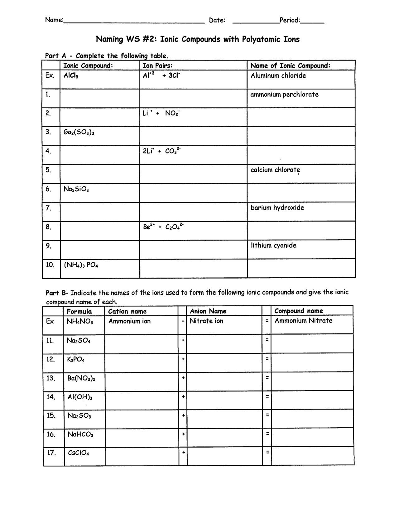 Christopher White  Warren County Public Schools Within Ions And Ionic Compounds Worksheet Answer Key