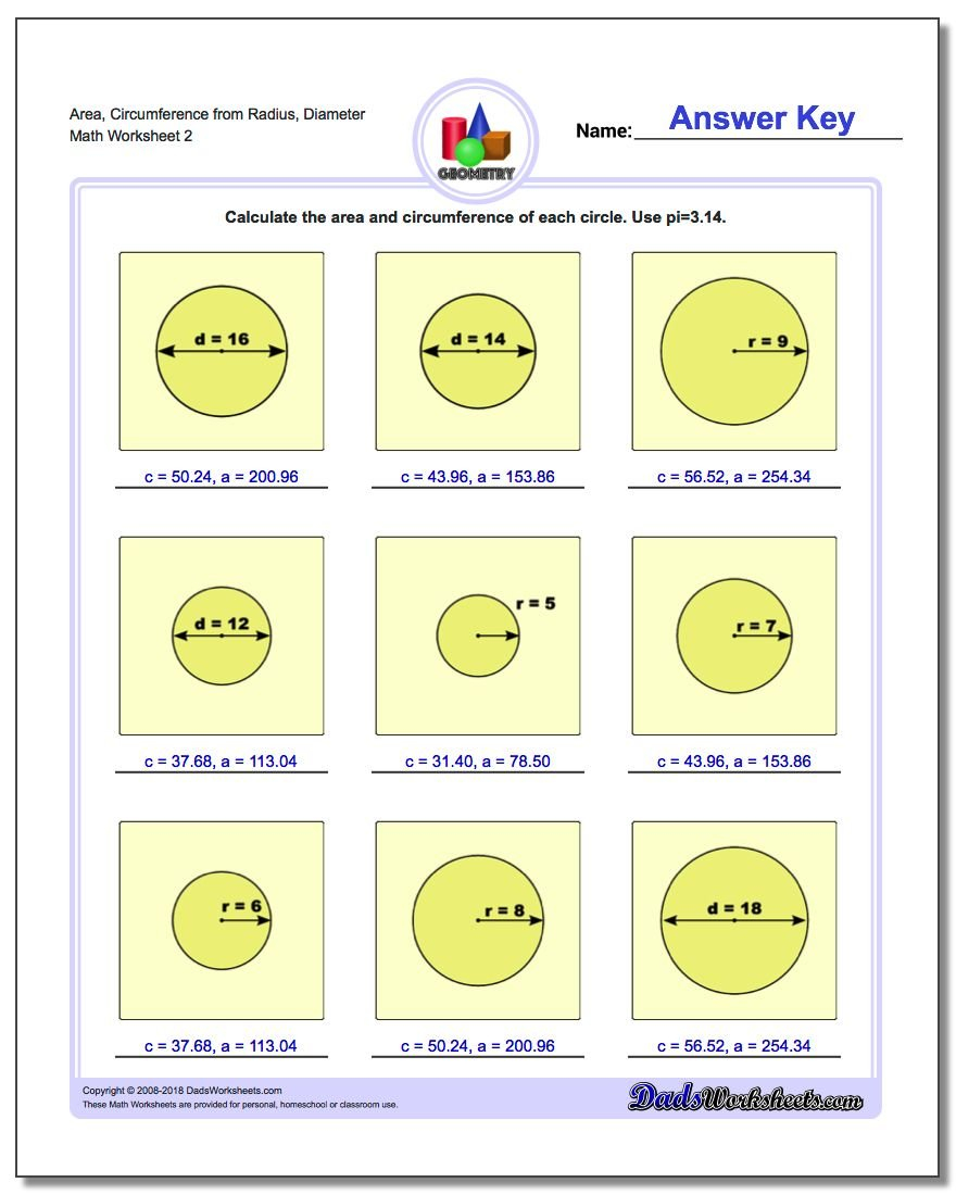 Circles  Area And Circumference Also Area And Circumference Of A Circle Worksheet