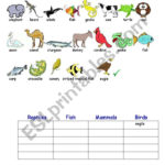 Classification Of Animals 1  Esl Worksheetbeucici17 Together With Animal Classification Worksheet