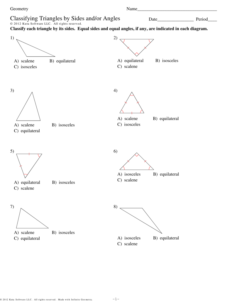 Classifying Trianglessides Andor Angles Within Classifying Triangles By Angles Worksheet