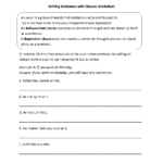 Clauses Worksheets  Writing Sentences With Clauses Worksheet Pertaining To Phrases And Clauses Worksheets