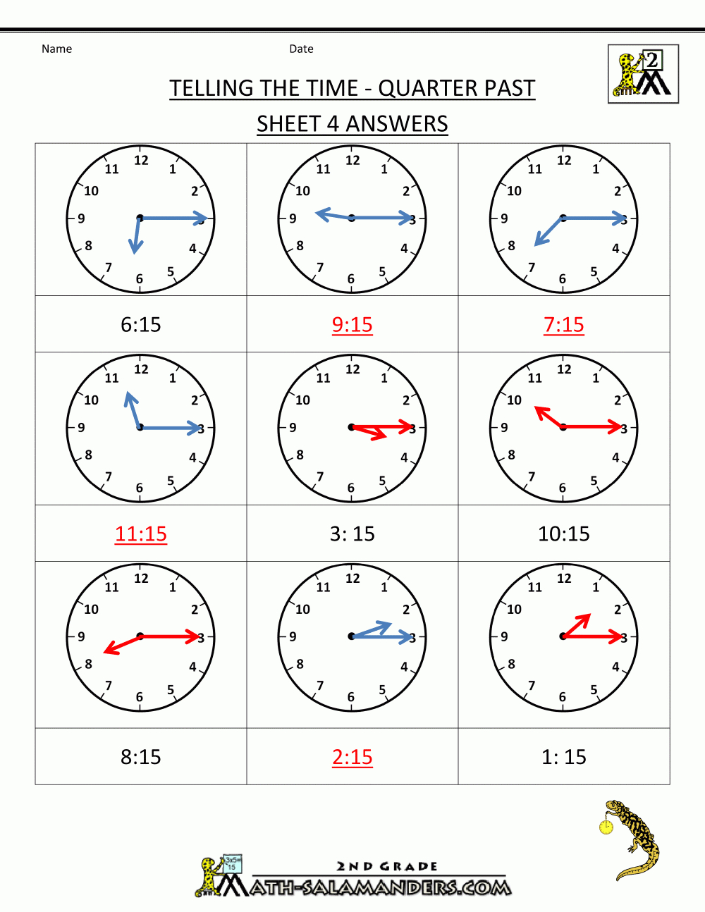 Clock Worksheets Quarter Past And Quarter To As Well As Printable Clock Worksheets