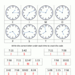 Clock Worksheets  To 1 Minute Along With Crack The Code Math Worksheet Answers