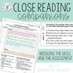Close Reading Companions Second Grade Unit 4 And Close Reading Worksheet High School