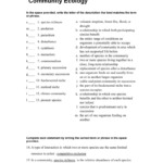 Community Ecology Skills Vocab Review Key In Species Interactions Worksheet Answer Key