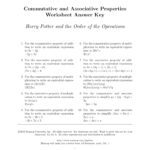 Commutative And Associative Properties Worksheet Or Properties Of Operations Worksheet