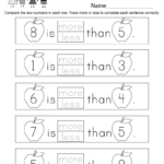 Comparing Numbers Worksheet  Free Kindergarten Math Worksheet For Kids Intended For More Or Less Worksheets For Kindergarten