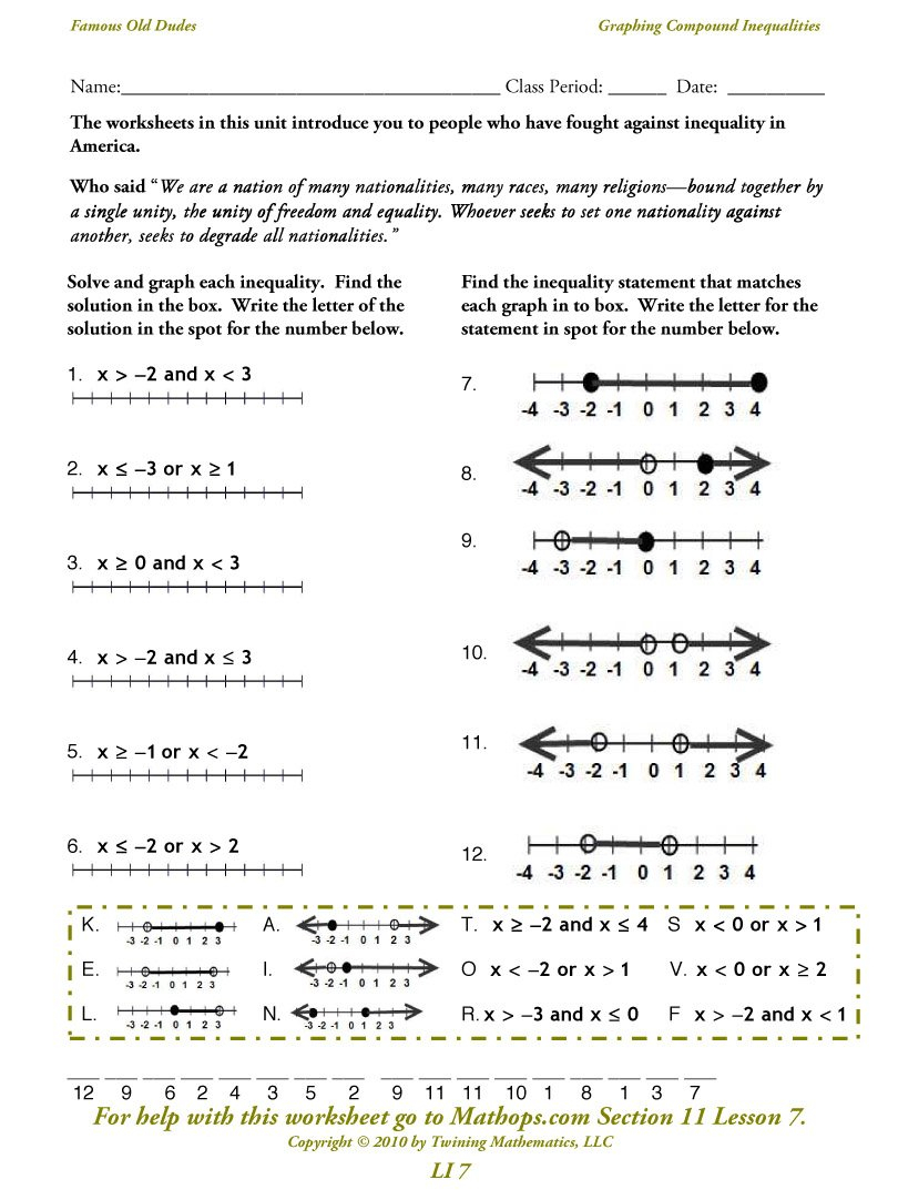 Compound Inequalities Worksheet Adding And Subtracting Polynomials Intended For Compound Inequalities Worksheet Answers