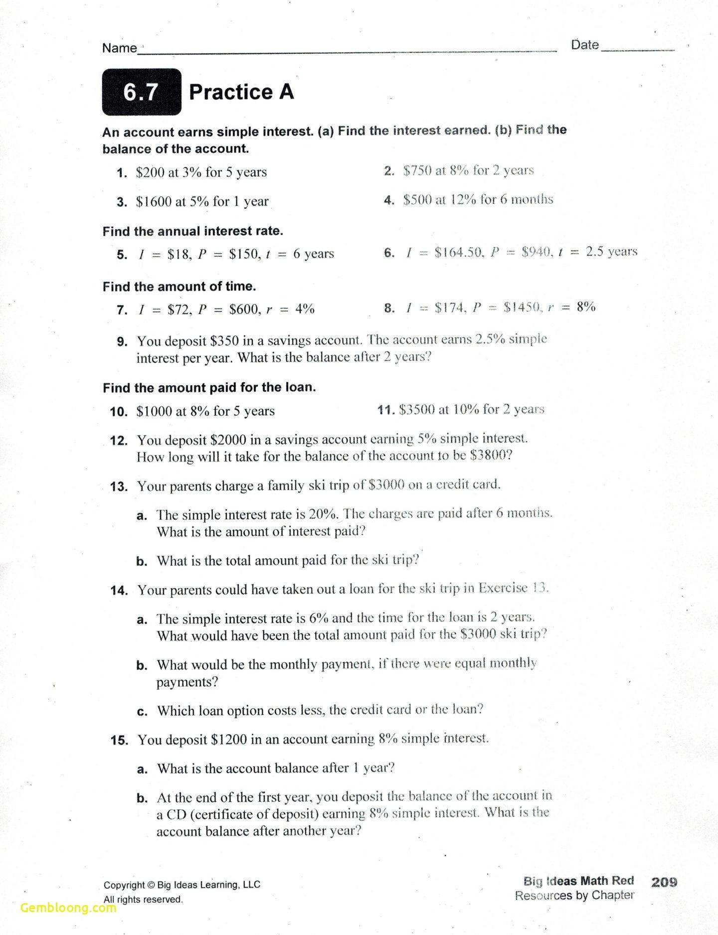 Compound Interest And E Worksheet Answers  Cramerforcongress With Regard To Simple And Compound Interest Worksheet