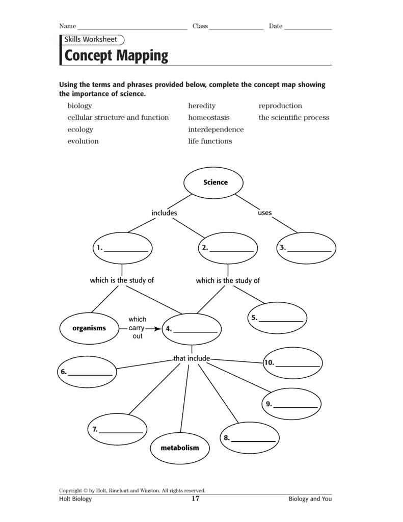 Concept Mapping Or Skills Worksheet Concept Mapping