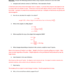 Conceptual Forces Worksheet Throughout Mass And Weight Worksheet Answer Key