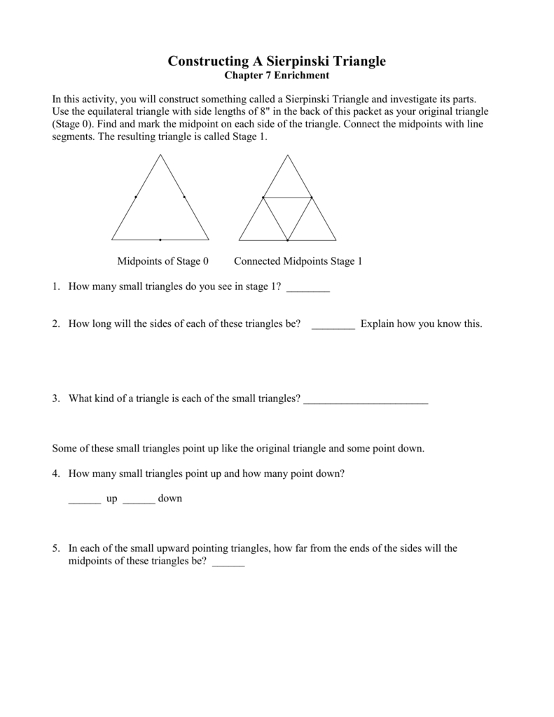 Constructing Sierpinski Triangles Intended For Sierpinski Triangle Worksheet Answers