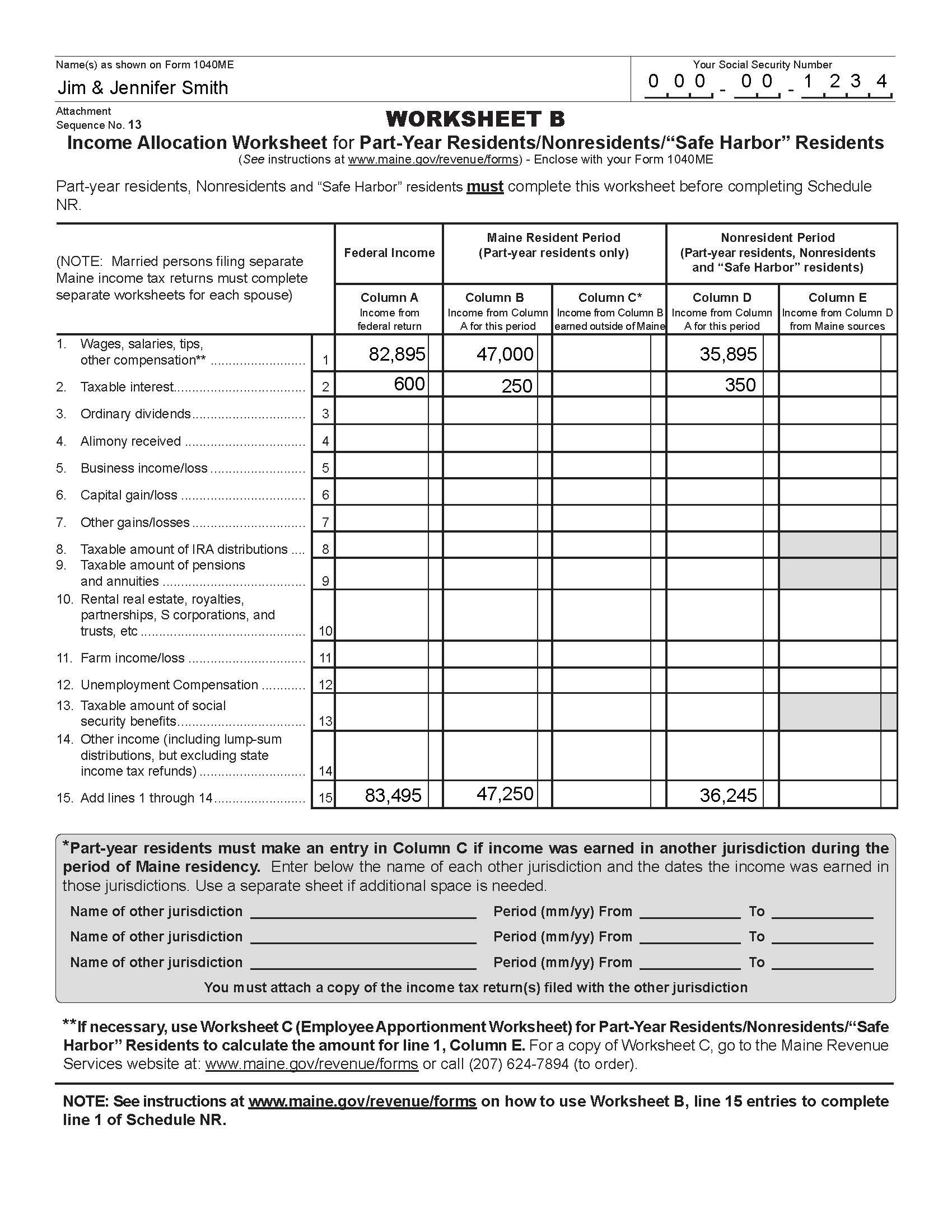 Contents And Tax Return Worksheet
