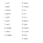Contractions Worksheet 5  Answers Together With Contractions Worksheet Pdf