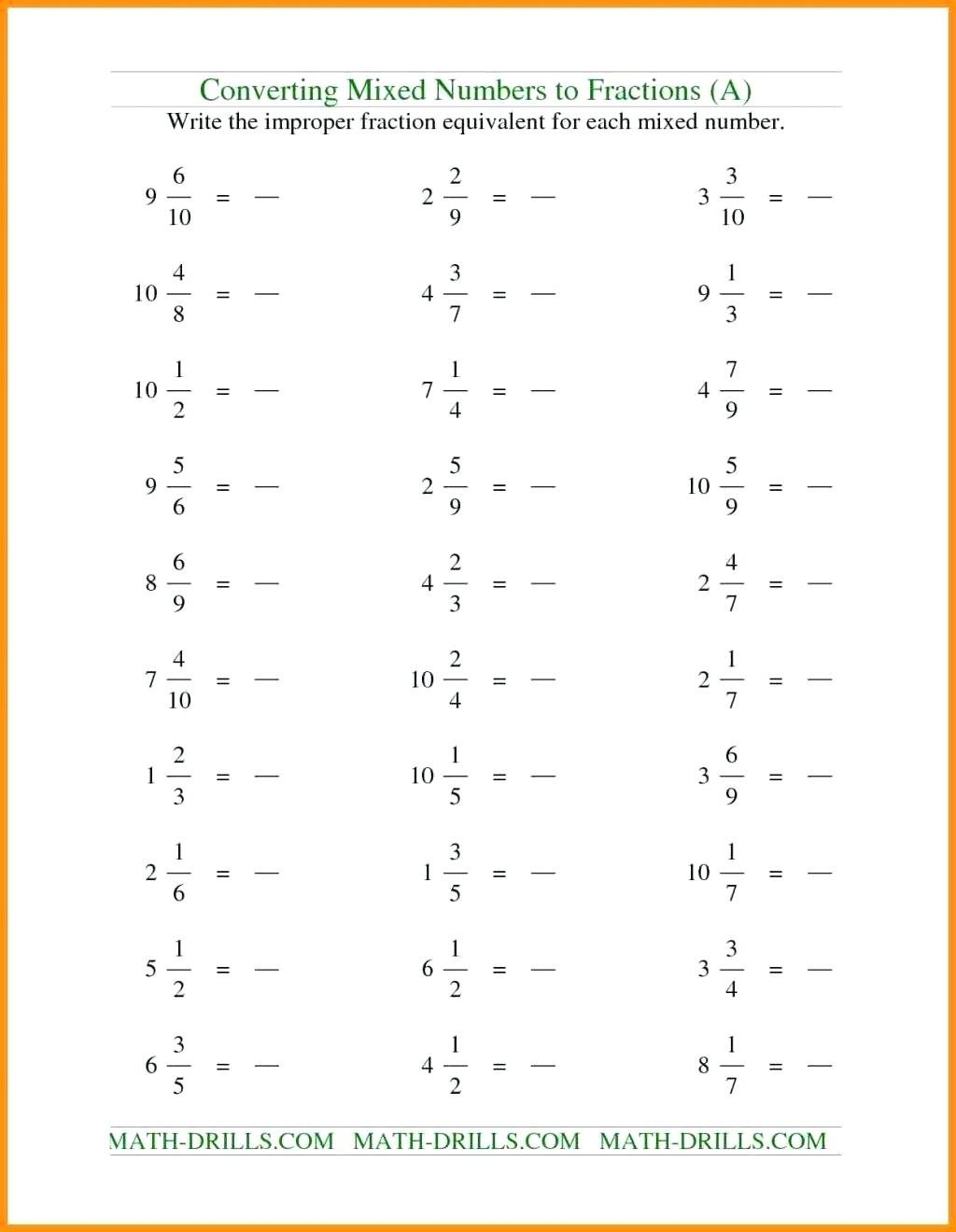 Convert A Mixed Number To A Fraction Math Large Size Of Fractions To With Regard To Converting Mixed Numbers To Improper Fractions Worksheet