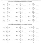 Convert Improper Fraction To Mixed Number Worksheet Math Convert Or Converting Mixed Numbers To Improper Fractions Worksheet