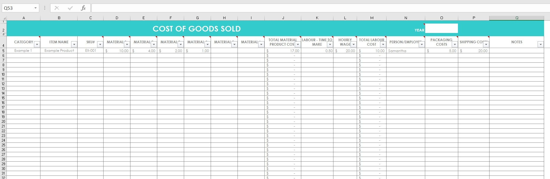 Cost Of Goods Sold Inventory Spreadsheet Etsy Seller Tool Shop | Etsy Together With Etsy Spreadsheet