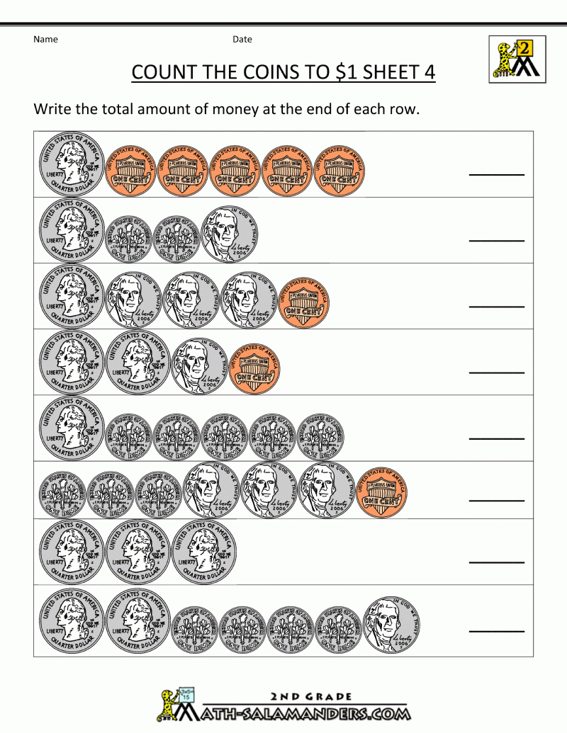 Counting Money Worksheets Up To 1 Pertaining To Counting Coins Worksheets