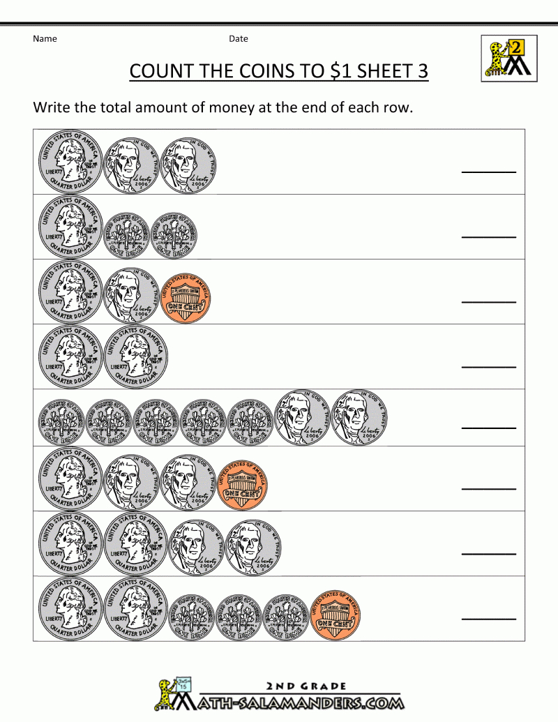 Counting Money Worksheets Up To 1 Within Counting Coins Worksheets