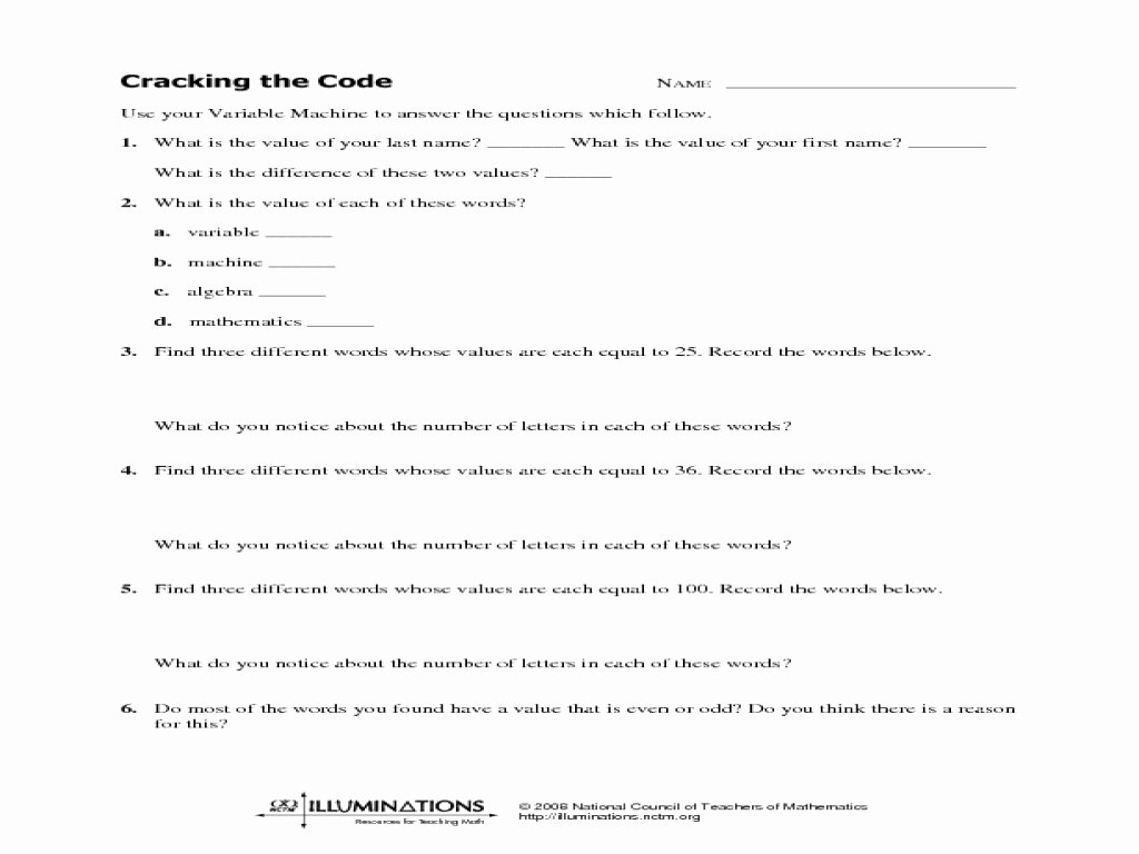 Crack The Code Math Worksheet Answers The Best Worksheets Image Regarding Crack The Code Math Worksheet Answers