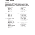 Critical Thinking  Leon County Schools Along With Skills Worksheet Critical Thinking Analogies