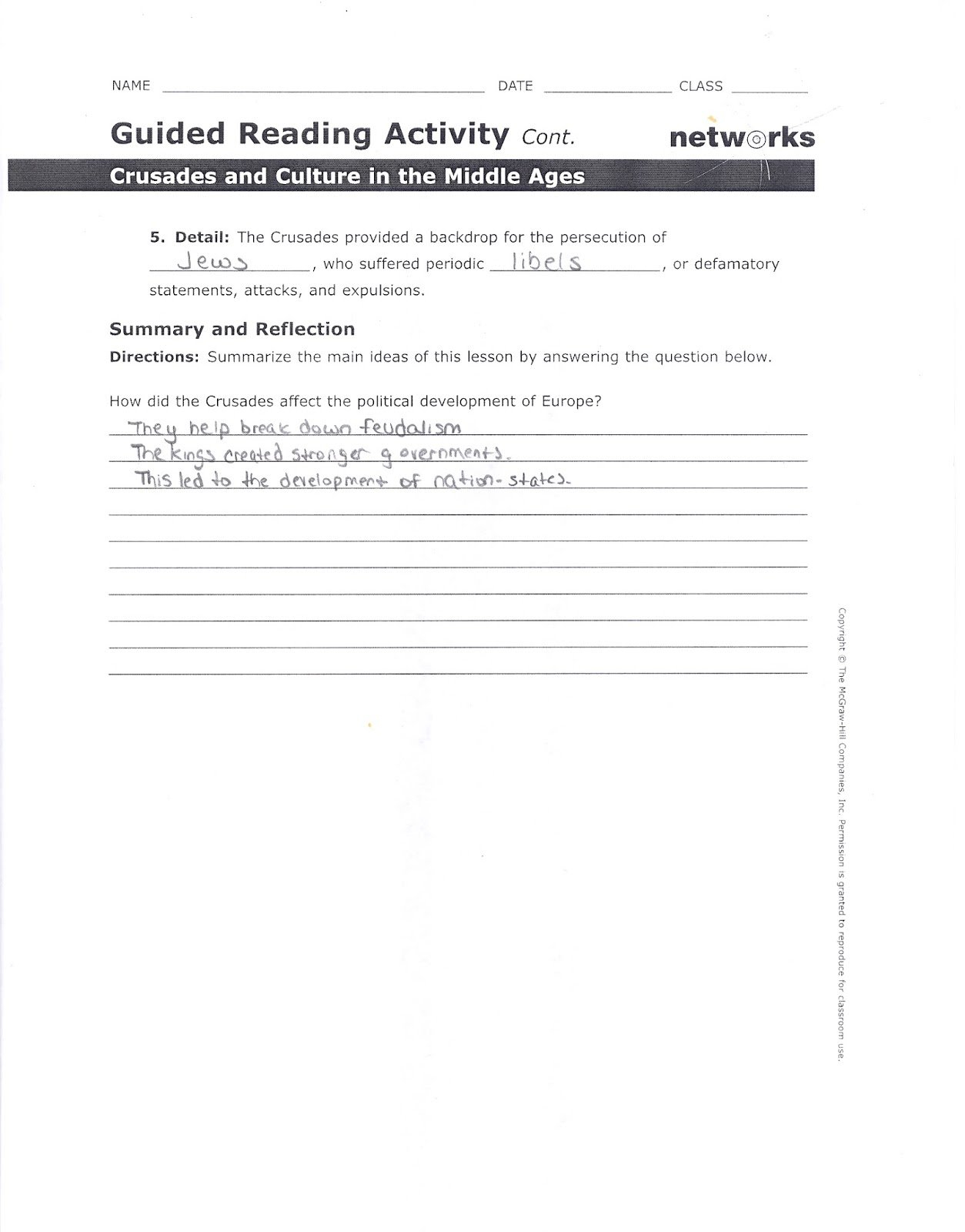 Crusades And Culture In The Middle Ages Worksheet Answers  Yooob Inside Crusades And Culture In The Middle Ages Worksheet Answers